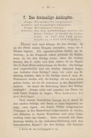 7. Das dreimalige Anklopfen.
