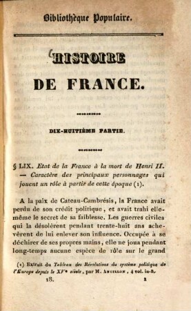 Histoire de France jusqu'en 1789, 3,18. (1833). - 108 S.