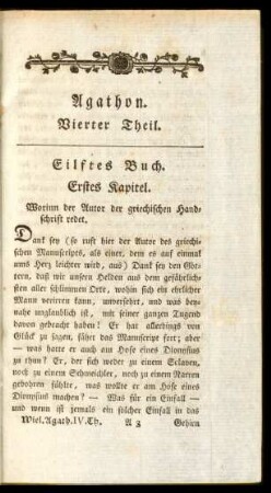 Agathon. ... Eilftes Buch