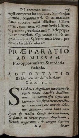 Præparatio ad Missam. - Recessus Altaris.