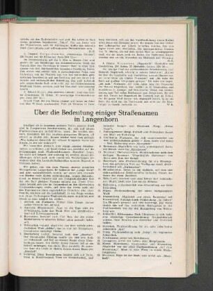 Über die Bedeutung einiger Straßennamen in Langenhorn