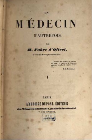 Un médecin d'autrefois, 1
