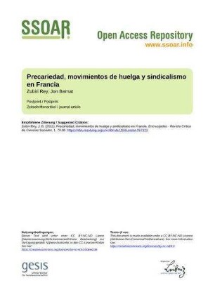 Precariedad, movimientos de huelga y sindicalismo en Francia