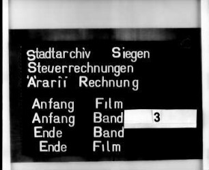 Ärarii-Rechung der Stadt Siegen
