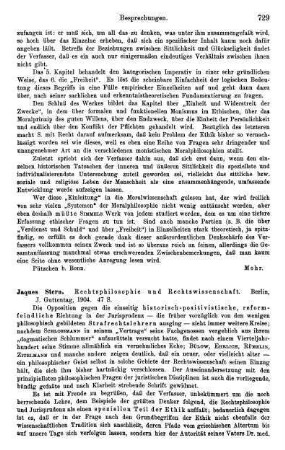 729-732, Jaques Stern, Rechtsphilosophie und Rechtswissenschaft, 1904