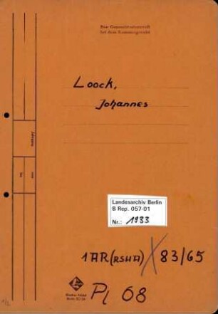 Personenheft Johannes Loock (*16.04.1905), Regierungsamtmann