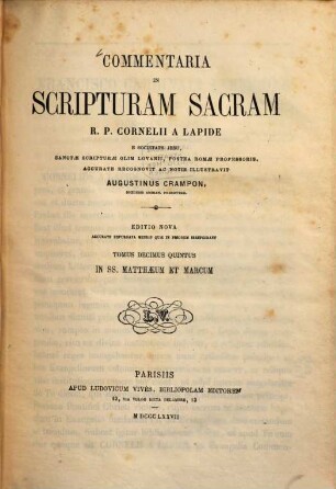 Commentaria in Scripturam Sacram R. P. Cornelii a Lapide. 15