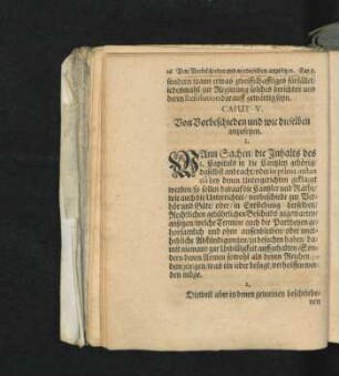 Caput V. Von Vorbeschieden und wie dieselben anzusetzen.