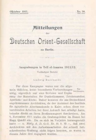 Ausgrabungen in Tell el- Amarna 1911/12