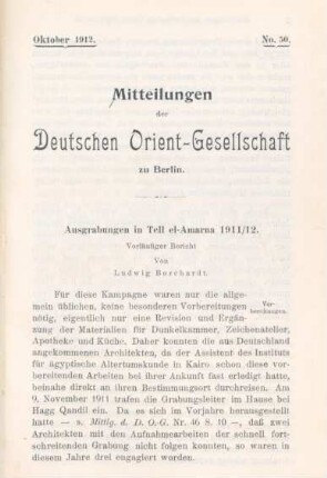 Ausgrabungen in Tell el- Amarna 1911/12