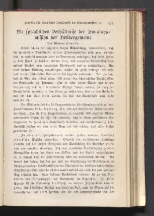 Die sprachlichen Verhältnisse der Himalaya-mission der Brüdergemeine