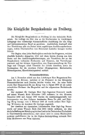 Die Königliche Bergakademie zu Freiberg