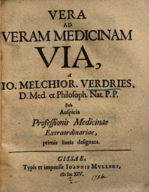 Vera Ad Veram Medicinam Via