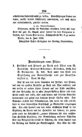 Beurtheilungen neuer Bücher