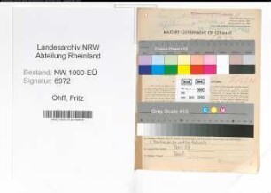 Entnazifizierung Fritz Ohff, geb. 24.01.1898 (Beamter)