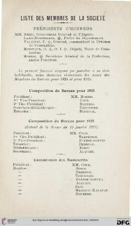 Liste des membres de la Société