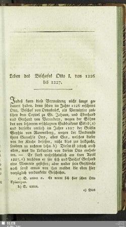 Leben des Bischofes Otto I. von 1226 bis 1227