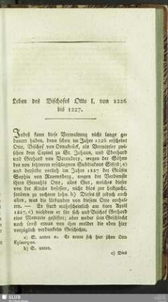 Leben des Bischofes Otto I. von 1226 bis 1227