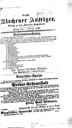 Neueste Nachrichten aus dem Gebiete der Politik. 1869, [a] = Münchener Anzeiger, 10 - 12