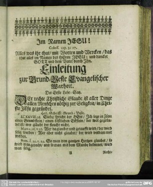 Einleitung zur Grund-Veste Evangelischer Warheit
