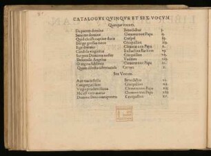 Catalogus quinque et sex vocum.