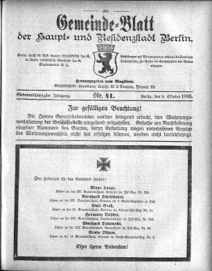 1916,41: Nr. 41, 8. Oktober 1916