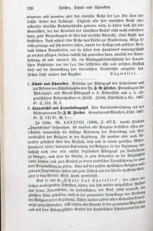 320-322 [Rezension] Foerster, Friedrich Wilhelm, Schule und Charakter