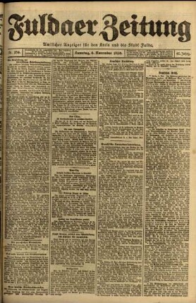 Erste Ausgabe vom Samstag, den 06. November 1920.