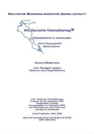 Vom Abwägen (tarǧiḥ) : Stationen einer Begriffskarriere
