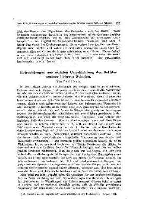 Betrachtungen zur sozialen Umschichtung der Schüler unserer höheren Schulen
