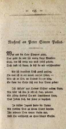 Nachruf an Peter Simon Pallas.