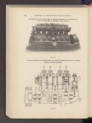 70 PSe-Vierzylinder-Viertaktmotor, 500 Umdrehungen, ganz leicht in Bronze gebaut, Schnittzeichnung.