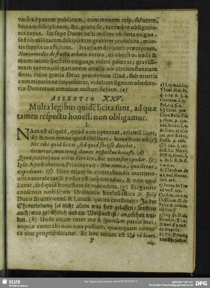 Assertio XXV. [XXVII.] Multa legibus quide licita sunt, ad quae tamen respectu honesti non obligamur