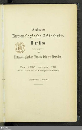 24.1910: Deutsche entomologische Zeitschrift Iris