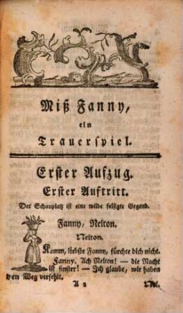 Miß Fanny : ein Trauerspiel in fünf Aufzügen