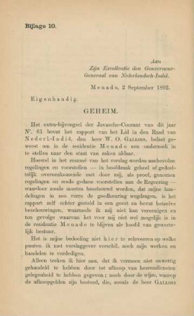 Bijlage 10. Aan Zijn Excellentie den Gouverneur-Generaal van Nederlandsch-Indie.