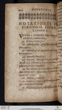 Notationes in versionis latinae : Librum 1.