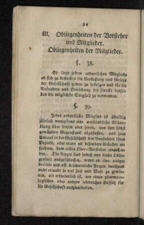 III. Obliegenheiten der Vorsteher und Mitglieder.