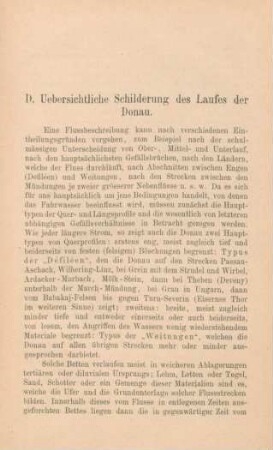 D. Uebersichtliche Schilderung des Laufes der Donau