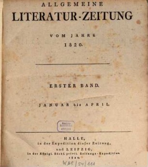 Allgemeine Literatur-Zeitung : ALZ ; auf das Jahr .... 1820, 1