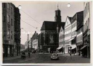Augsburg, Maximilianstraße mit Merkurbrunnen