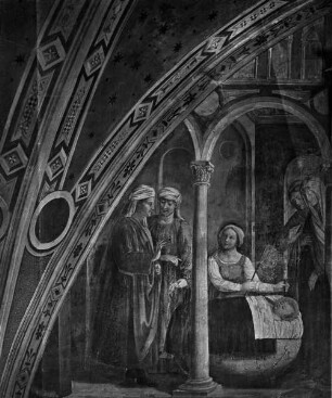 Freskenzyklus mit Szenen aus dem Leben der Heiligen Katharina und des Heiligen Ambrosius, sowie der Darstellung der Kreuzigung Christi — Szenen aus dem Leben des Heiligen Ambrosius — Die Geburt des Heiligen Ambrosius