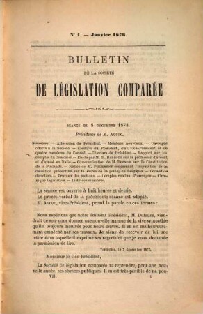 Bulletin de la Société de Législation Comparée, 5. 1875/76 (1876)