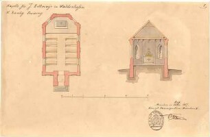 Klumpp, Karl F. A.; Waldenhofen; Kapelle - Grundriss, Schnitt