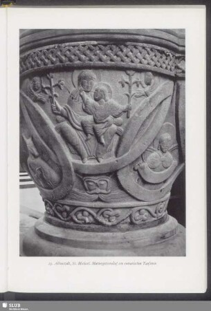 Altenstadt, St. Michael, Muttergottesrelief am romanischen Taufstein