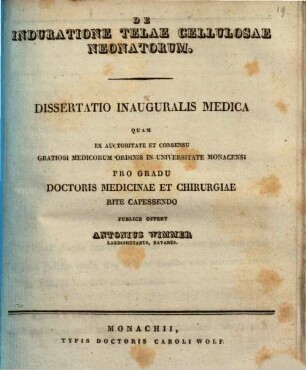 De induratione telae cellulosae neonatorum : Dissertatio inauguralis medica