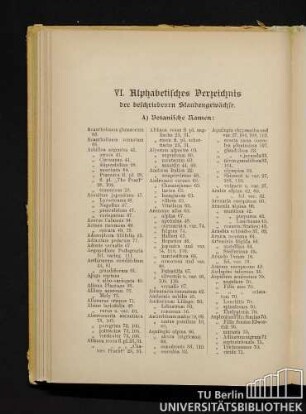 VI. Alphabetisches Verzeichnis der beschriebenen Staudengewächse.