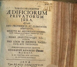 Theses Delibantes Aedificiorum Privatorum Iura