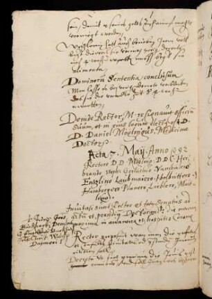 Sommerhalbjahr 1592. Rektorat Daniel Mögling