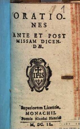 Orationes Ante Et Post Missam Dicendae